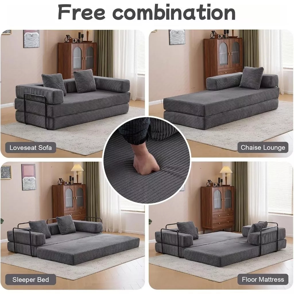 Sofa phòng khách Thiết kế 2 trong 1 Đơn giản Bắc Âu ghế sofa giường Velvet cao cấp ghế sofa lười | BigBuy360 - bigbuy360.vn