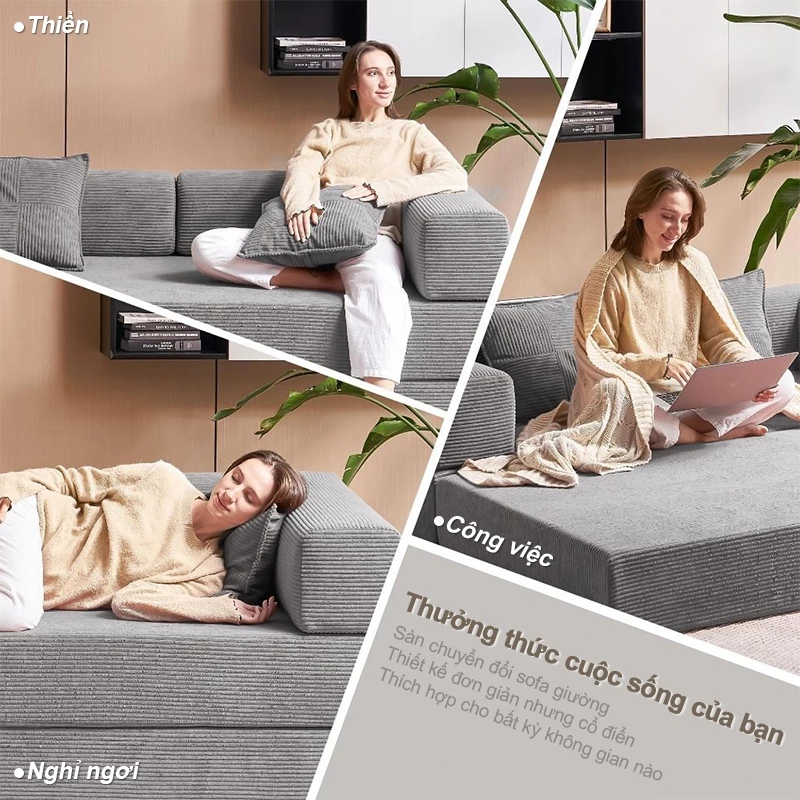 Sofa phòng khách Thiết kế 2 trong 1 Đơn giản Bắc Âu ghế sofa giường Velvet cao cấp ghế sofa lười | BigBuy360 - bigbuy360.vn