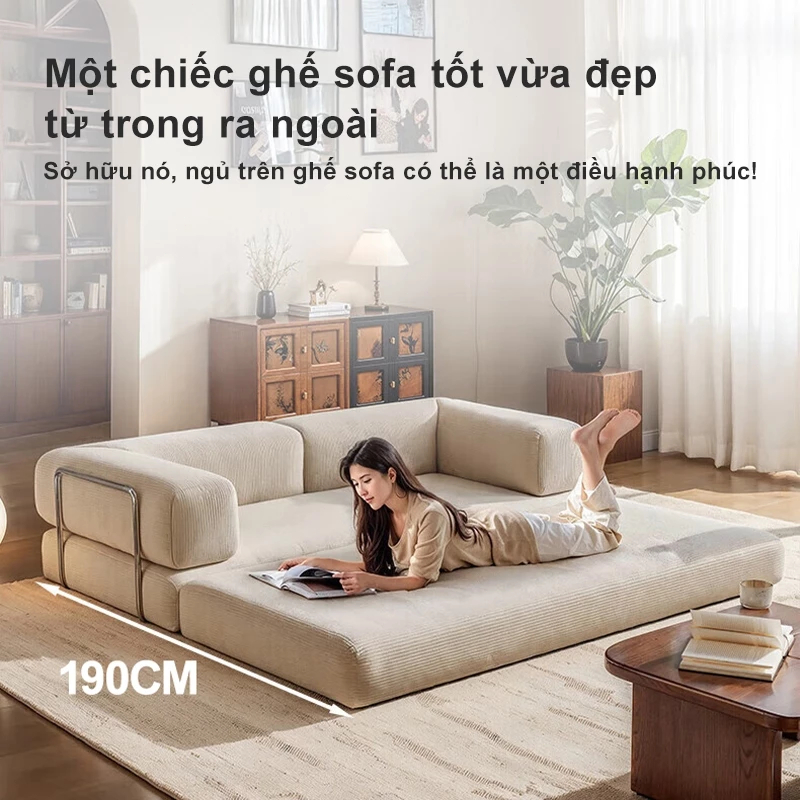 Sofa phòng khách Thiết kế 2 trong 1 Đơn giản Bắc Âu ghế sofa giường Velvet cao cấp ghế sofa lười | BigBuy360 - bigbuy360.vn