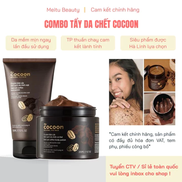 Combo tẩy da chết Cocoon giúp làm sạch và sáng da, Cocoon tẩy da chết hàng c.ty có VAT, Meitu Beauty