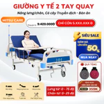 Giường Bệnh Nhân, Giường Y Tế Đa Năng 2 Tay Quay Nâng Hạ Lưng Và Chân, Có Bàn Ăn Và Cây Truyền Dịch Tiện Lợi — ảnh 1