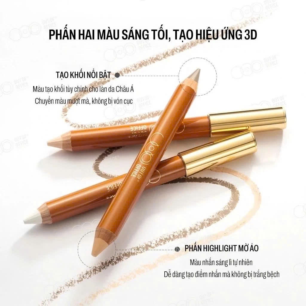 [KÈM GỌT BÚT] Bút Tạo Khối OUT OF OFFICE Highlight Bắt Sáng Tạo Bóng Mũi Nổi Bật Hai Đầu Mượt Mà Tự Nhiên