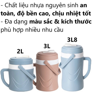 Bình ủ nhiệt nhựa Việt Nhật cao cấp dung tích 1L 2L 3L 3.8L ms: 0116, 0118, 0119, 0120