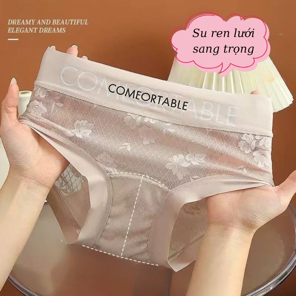 Quần lót ren nữ lưới hoa gợi cảm bản lưng cao gợi cảm đáy lót 2 lớp kháng khuẩn khử mùi LANIXA L1268
