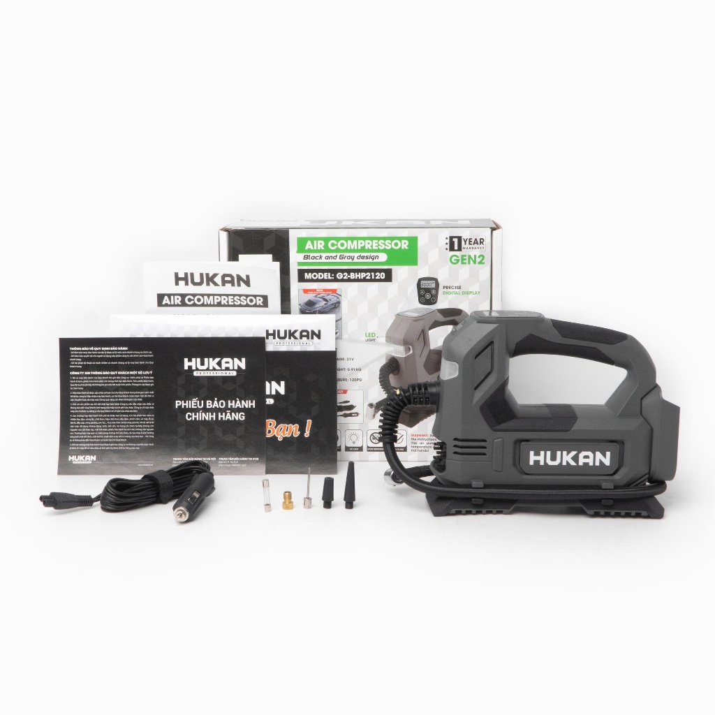 Thân Máy Bơm Hơi Pin HUKAN G2-BHP2120 (Gen2)|Nhỏ Gọn, Cơ Động, Bơm lốp mọi lúc. Bơm bóng, phao, ô tô, xe máy