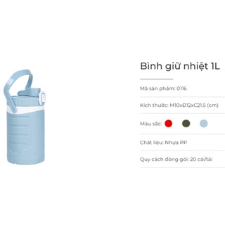 Bình ủ nhiệt nhựa Việt Nhật cao cấp dung tích 1L 2L 3L 3.8L ms: 0116, 0118, 0119, 0120