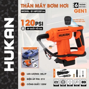 Máy Bơm Hơi Pin HUKAN G1-BP2201m (Gen1) – 21V, Công Suất 120W, Áp Suất 120PSI, Lưu Lượng 30L/Phút, Động Cơ Có Chổi Than