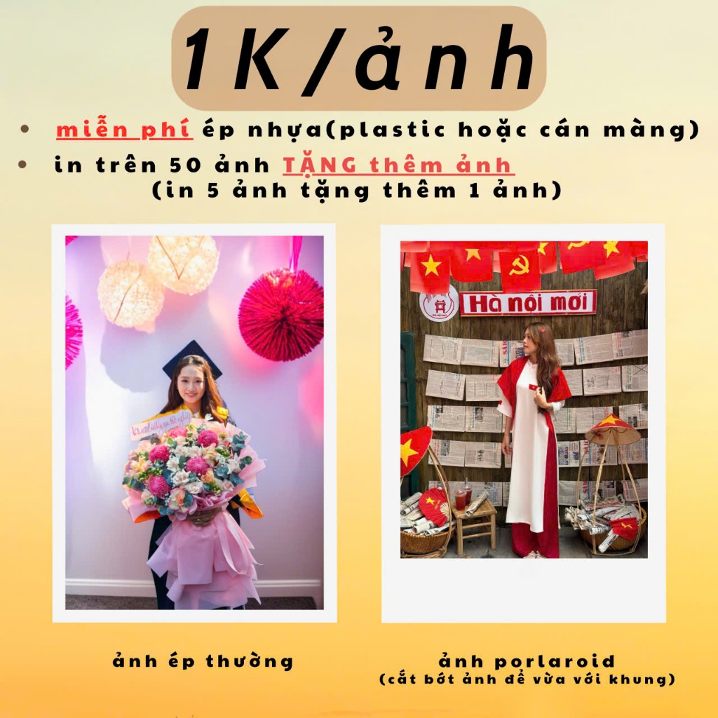 [COMBO 5 ẢNH] IN ẢNH 5x7 & 6x9 (nhận in từ 20 ảnh) CHỈ 1K/TẤM ĐÃ ÉP PLASTIC KO VIỀN