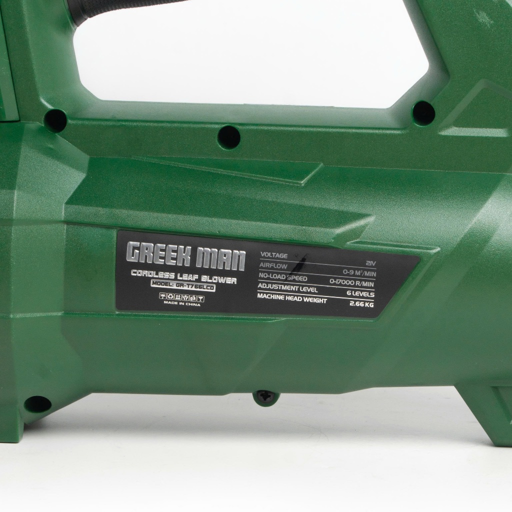 Thân Máy Thổi Bụi Pin GREEKMAN GR-T766LCD – 21V, Màn Hình Hiển Thị, 6 Cấp Chỉnh Tốc, Tốc Độ 17000RPM, Lưu Lượng 9m³/Phút