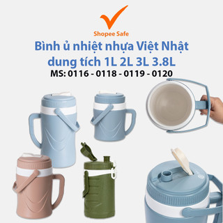 Bình ủ nhiệt nhựa Việt Nhật cao cấp dung tích 1L 2L 3L 3.8L ms: 0116, 0118, 0119, 0120