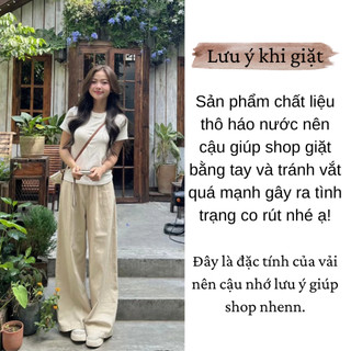 Quần dài thô ống rộng Forgirl quần dài suông nữ ống rộng cạp cao basic tôn dáng chất liệu kaki thô mềm T087