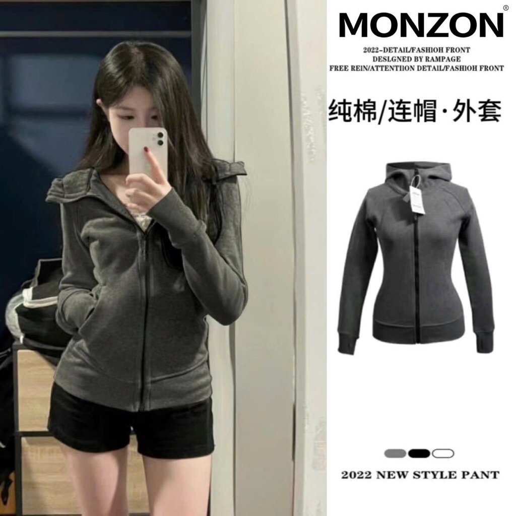 Áo mùa đông nữ QC, áo nỉ khoác ngoài nữ có mũ tay #2888 dài hàng Qc chất liệu đẹp | BigBuy360 - bigbuy360.vn