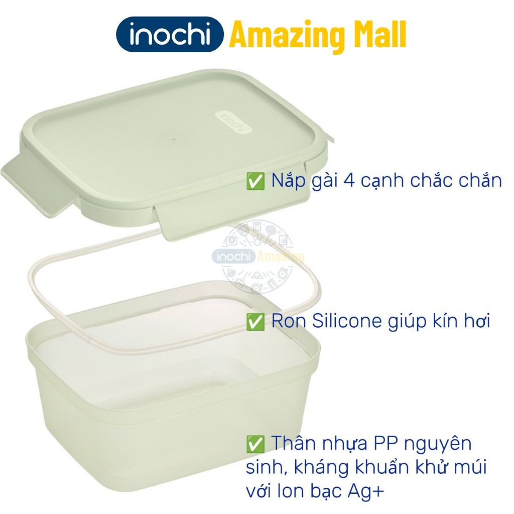 [MỚI VỀ] Hộp thực phẩm nắp gài Inochi nhựa PP nguyên sinh an toàn, nhiều dung tích, dùng được trong lò vi sóng
