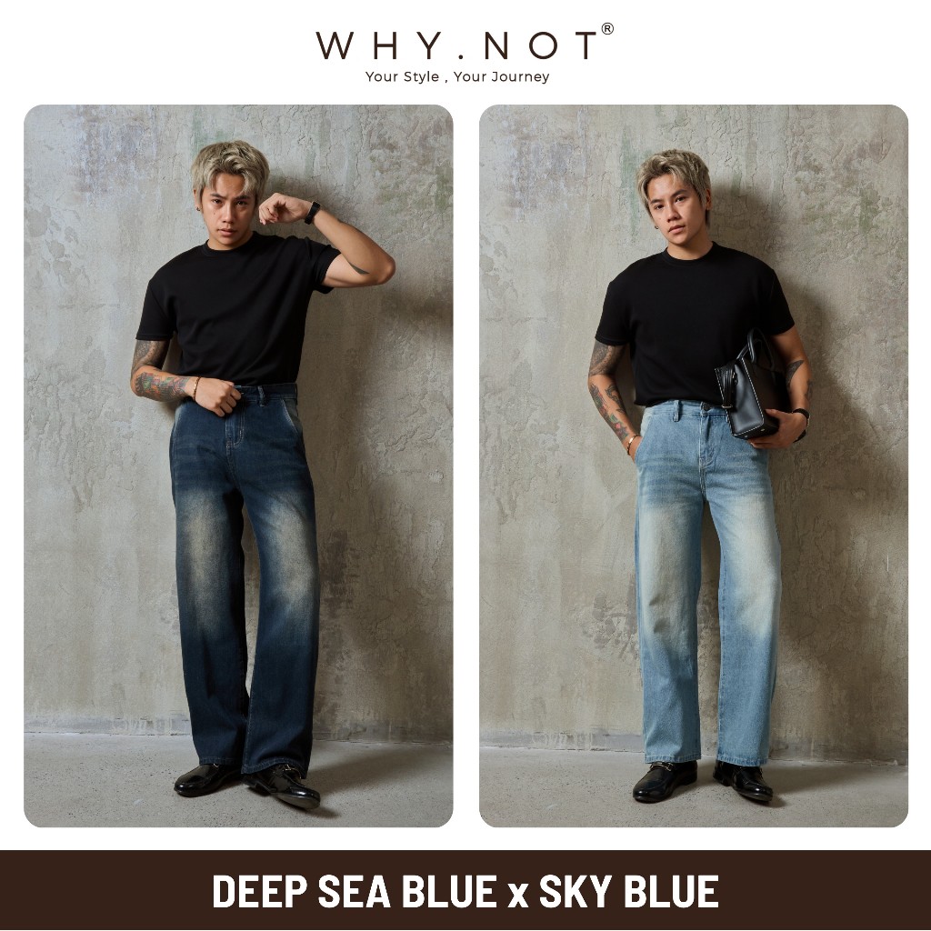 [WHY.NOT x SALIM] Quần Jeans Nam Ống Suông WHY.NOT SKY BLUE BOYFRIEND JEAN - Quần Bò Nam Nữ Ống Rộng