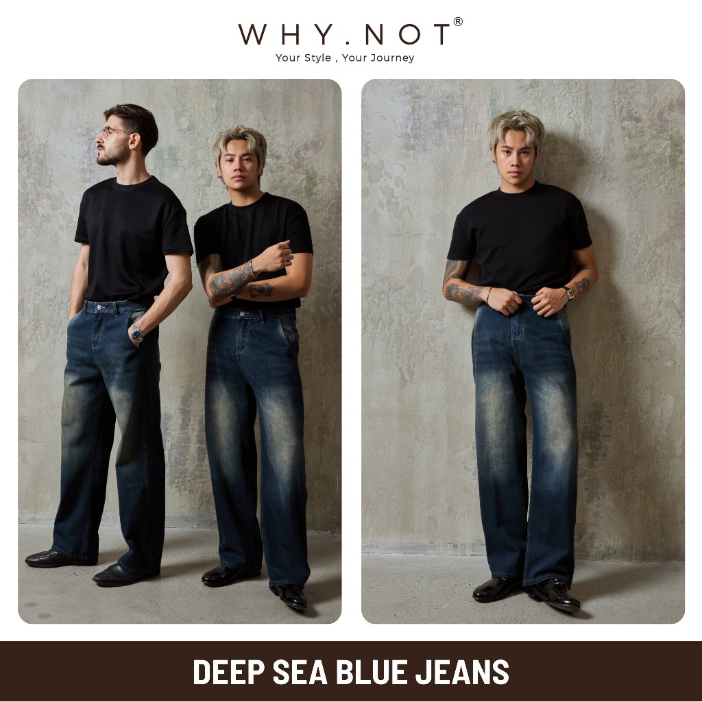 [WHY.NOT] Quần Jeans Nam Ống Suông WHY NOT DEEP SEA BLUE BOYFRIEND JEAN - Quần Bò Form Suông Rộng