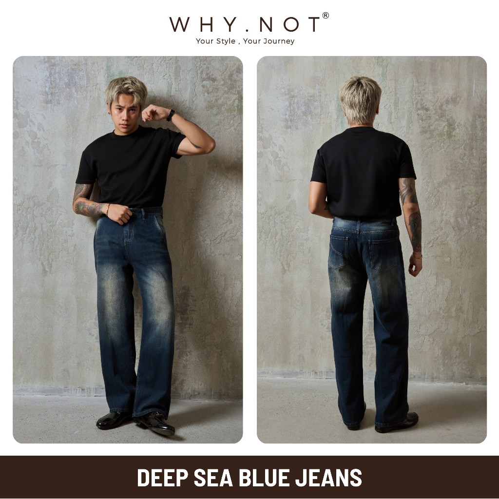 [WHY.NOT] Quần Jeans Nam Ống Suông WHY NOT DEEP SEA BLUE BOYFRIEND JEAN - Quần Bò Form Suông Rộng