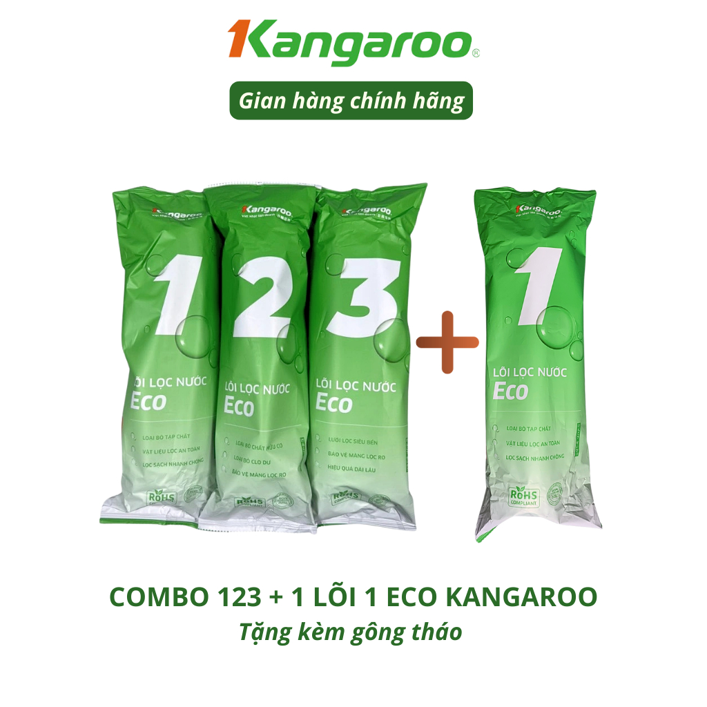 (Tặng gông 10") Bộ 5 Lõi Lọc Thô Kangaroo (123+11) hoặc 4 lõi (123+1) Có Thể Dùng Trong 1 Năm Hàng Chính Hãng