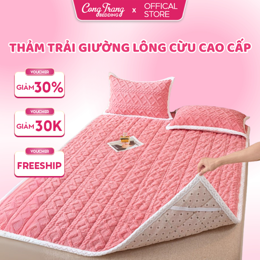[SALE] Thảm trải giường lông cừu 10 Màu  2024, thảm nỉ nhung, đệm topper đa năng 3 lớp - Đủ Kích Thước