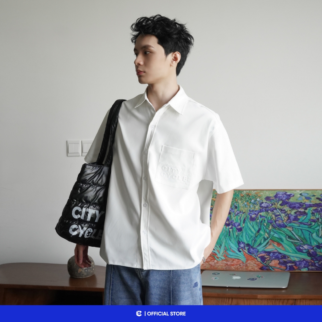 Áo sơ mi ngắn tay boxy basic nam nữ Local Brand Chính Hãng City Cycle Áo sơ mi Comfy