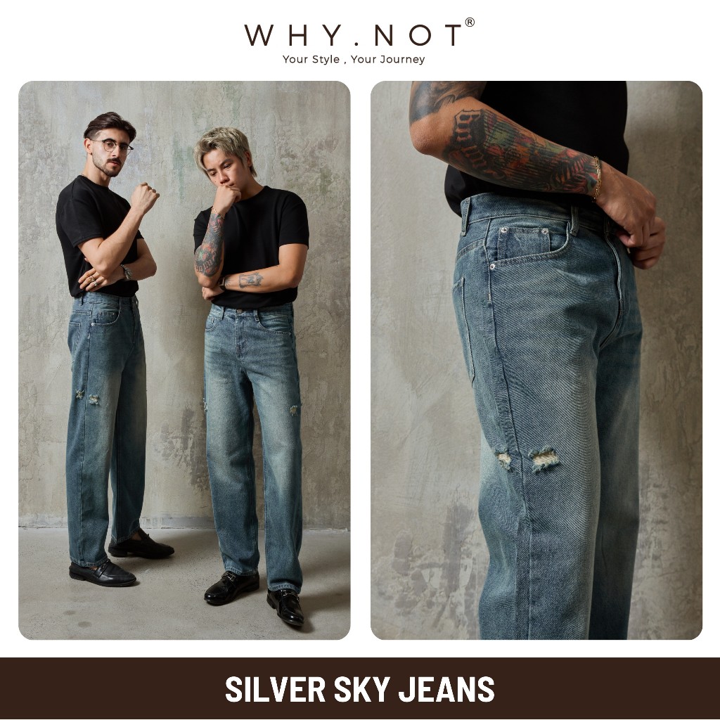 [CÓ BIGSIZE] Quần Jean Nam WHY.NOT SILVER SKY Jeans- Quần Nam Ống Rộng Nam WHY NOT Dáng Regular Fit