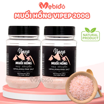 Muối Hồng Mịn HIMALAYAN VIPEP 200G Cho Bé Ăn Dặm Nấu Ăn Nấu Sữa Hạt Làm Bánh Ăn Kiêng Shop Mẹ Bí Đỏ