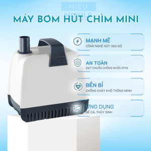 Máy bơm hút chìm lọc nước, hút phân cặn, thức ăn thừa bể cá, bể thủy sinh đa công suất, động cơ lõi đồng chống nước iPX8