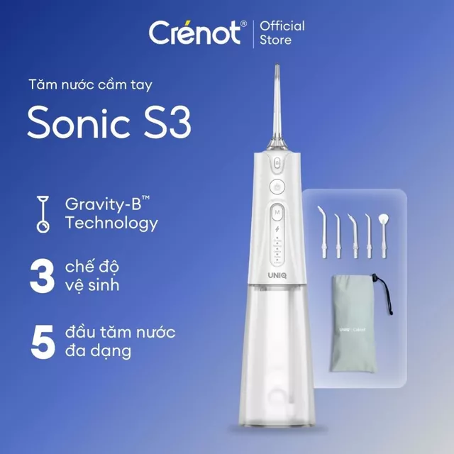 Máy tăm nước UNIQ Sonic S3 vệ sinh răng miệng tam nuoc mini nhỏ gọn cầm tay tăm nước du lịch chống thấm nước