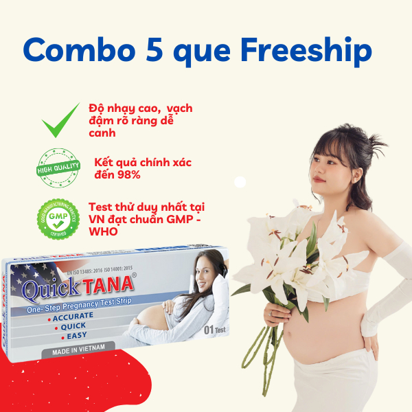 Combo 5 que thử thai nhanh QuickTana Có Cốc Đựng, Bản To, Test Nhanh
