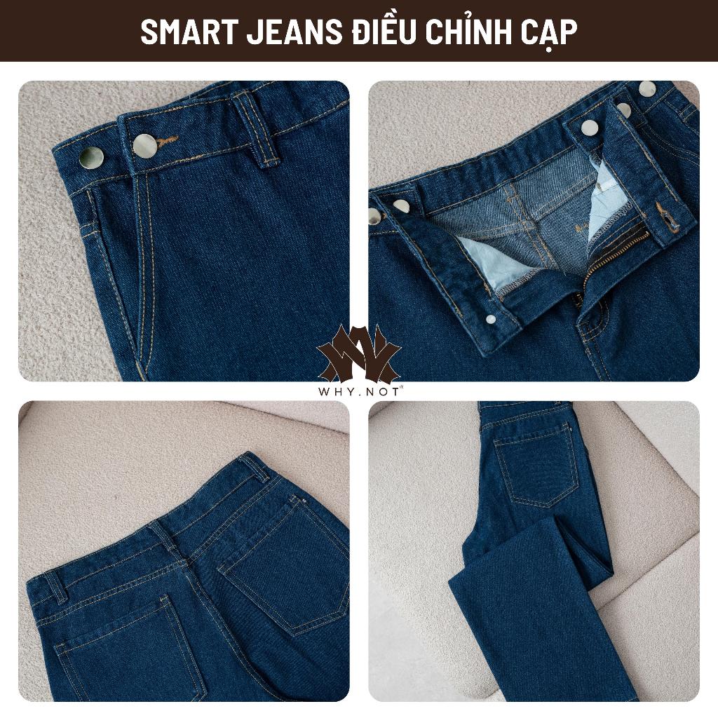 [Có Bigsize] - Quần Jean Nam WHY NOT SMART JEANS Ống Suông Điều Chỉnh Độ Rộng Cạp Màu Xanh Navy