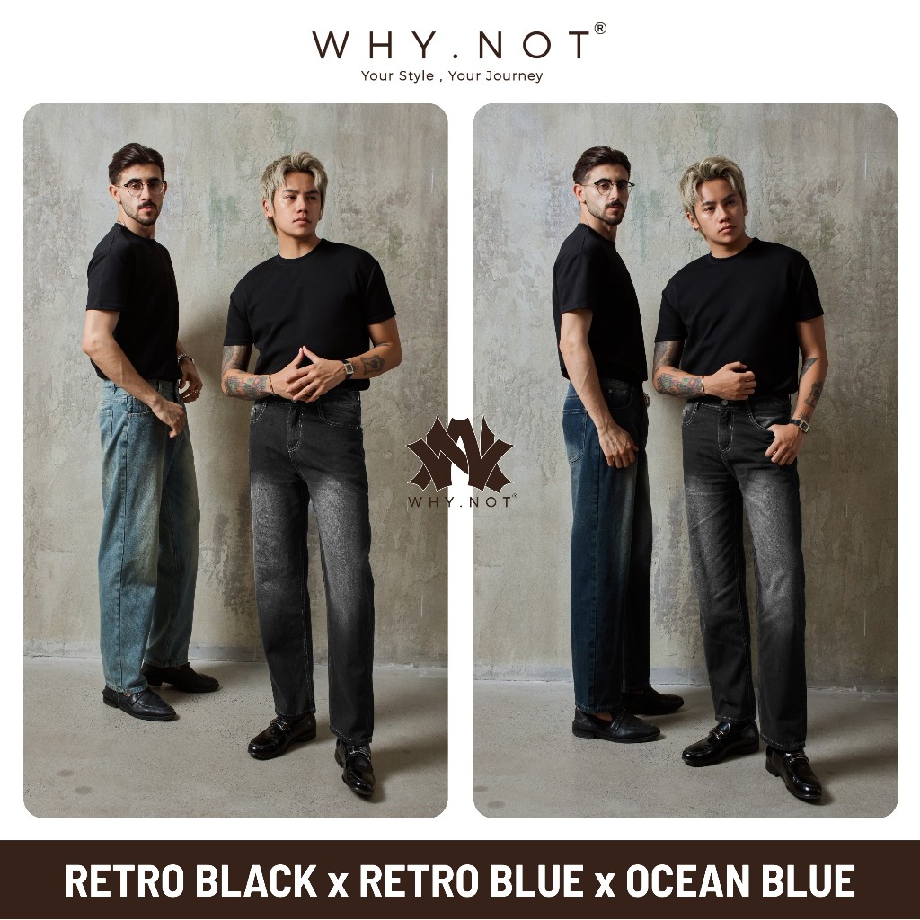 [CÓ BIGSIZE] Quần Jean Nam WHY.NOT RETRO BLACK - Quần Ống Rộng Nam Jeans Dáng Regular Màu Đen Wash