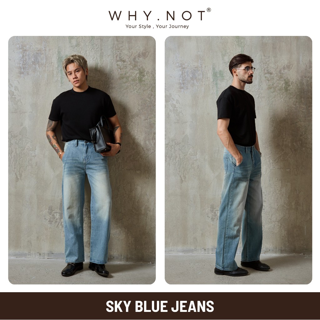 [WHY.NOT x SALIM] Quần Jeans Nam Ống Suông WHY.NOT SKY BLUE BOYFRIEND JEAN - Quần Bò Nam Nữ Ống Rộng