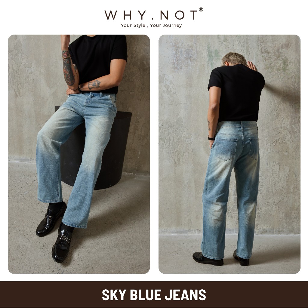 [WHY.NOT x SALIM] Quần Jeans Nam Ống Suông WHY.NOT SKY BLUE BOYFRIEND JEAN - Quần Bò Nam Nữ Ống Rộng