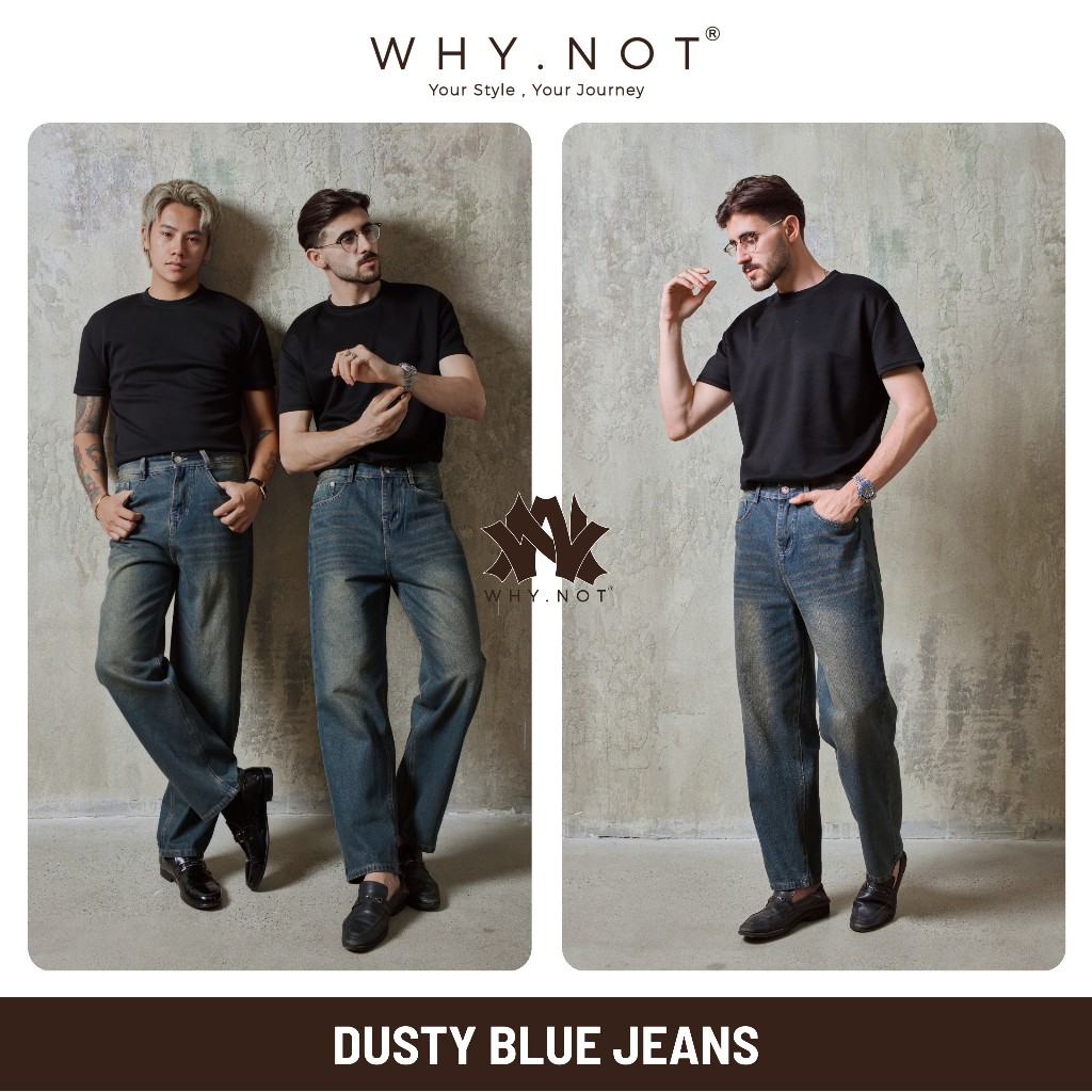 [CHẾ NGUYỄN QUỲNH CHÂU X WHY.NOT] Quần Jeans Nam WHY.NOT DUSTY BLUE JEAN Ống Suông Màu Xanh Đậm