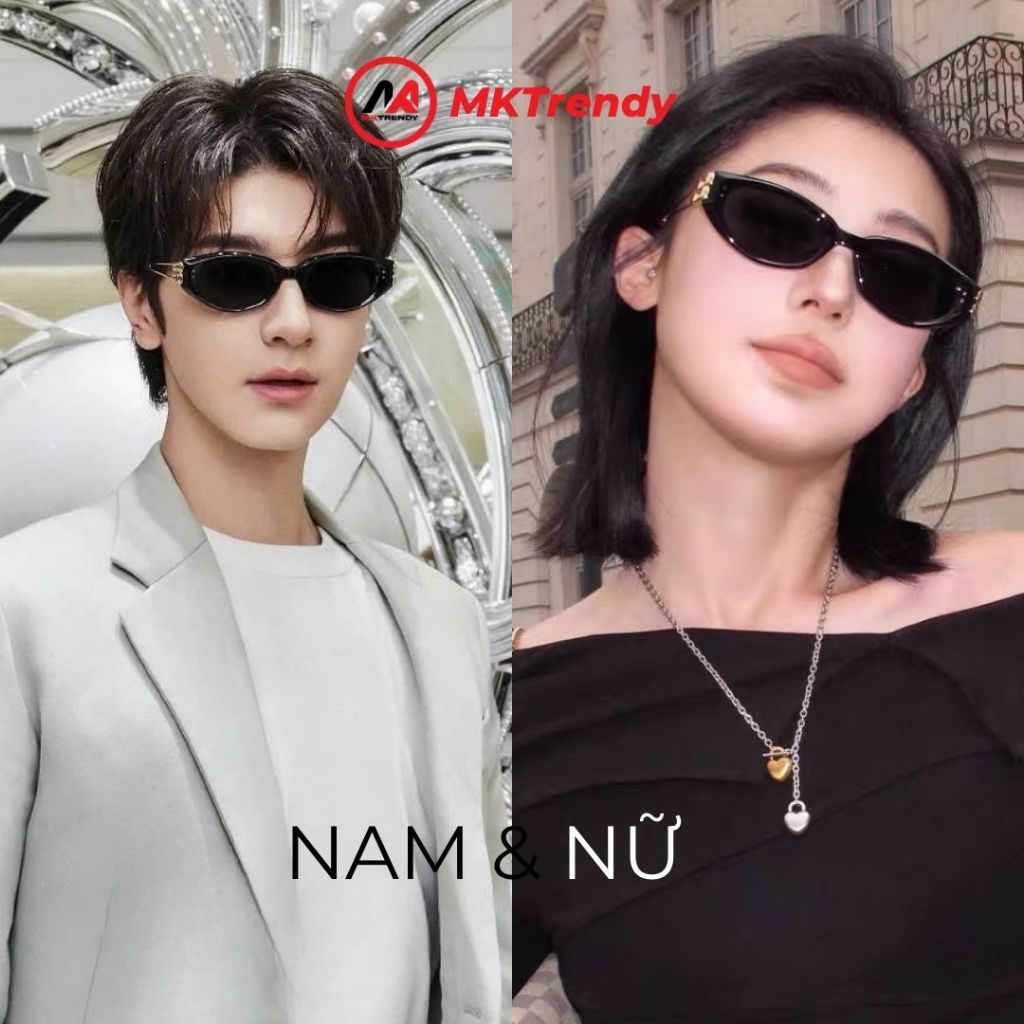 Kính mát gọng mắt mèo MKTRENDY mắt kính râm nam nữ gọng kim loại cao cấp chống tia UV phong cách Hàn Quốc T33