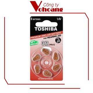 Pin máy trợ thính Toshiba 312 (pin PR41) Premium Zinc-Air chính hãng tương thích với mọi thiết bị