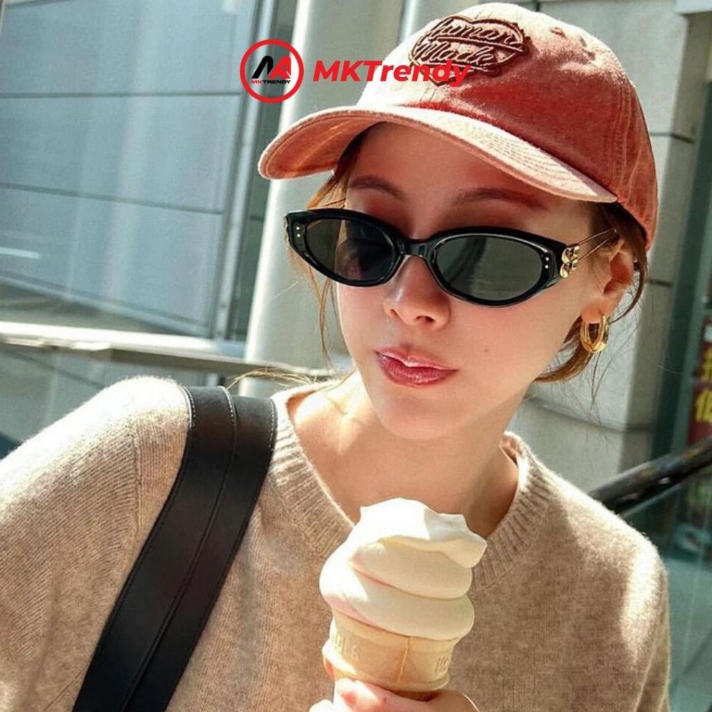 Kính râm gọng mắt mèo MKTRENDY mắt kính nam nữ gọng kim loại cao cấp chống tia UV phong cách Hàn Quốc T33