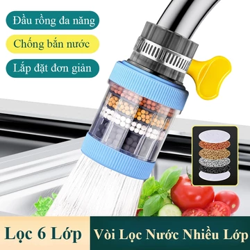 Bộ lọc nước trực tiếp gắn vòi OSIDEN vòi lọc 6 tầng lọc siêu sạch đầu lọc đầu lọc cặn bẩn clo dư xoay 360 độ