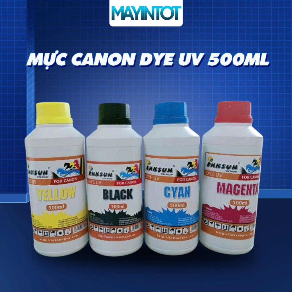Mực in Canon Dye uv Inksun 500ml chất lượng cao đủ màu cho Canon G1010 G1020 – Máy In Tốt