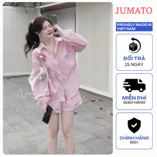 Set Áo Sơ Mi + Quần Short Lưng Cao Jumato – HCOM25379 | Phong Cách Nhẹ Nhàng, Trẻ Trung Chuẩn Hàn