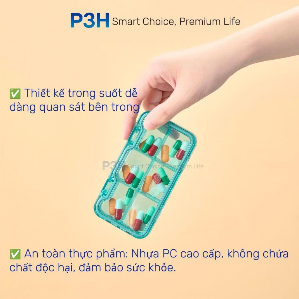 [MỚI VỀ] Hộp đựng thuốc cá nhân Inochi 6 ngăn tiện lợi, nhỏ gọn, nhựa an toàn