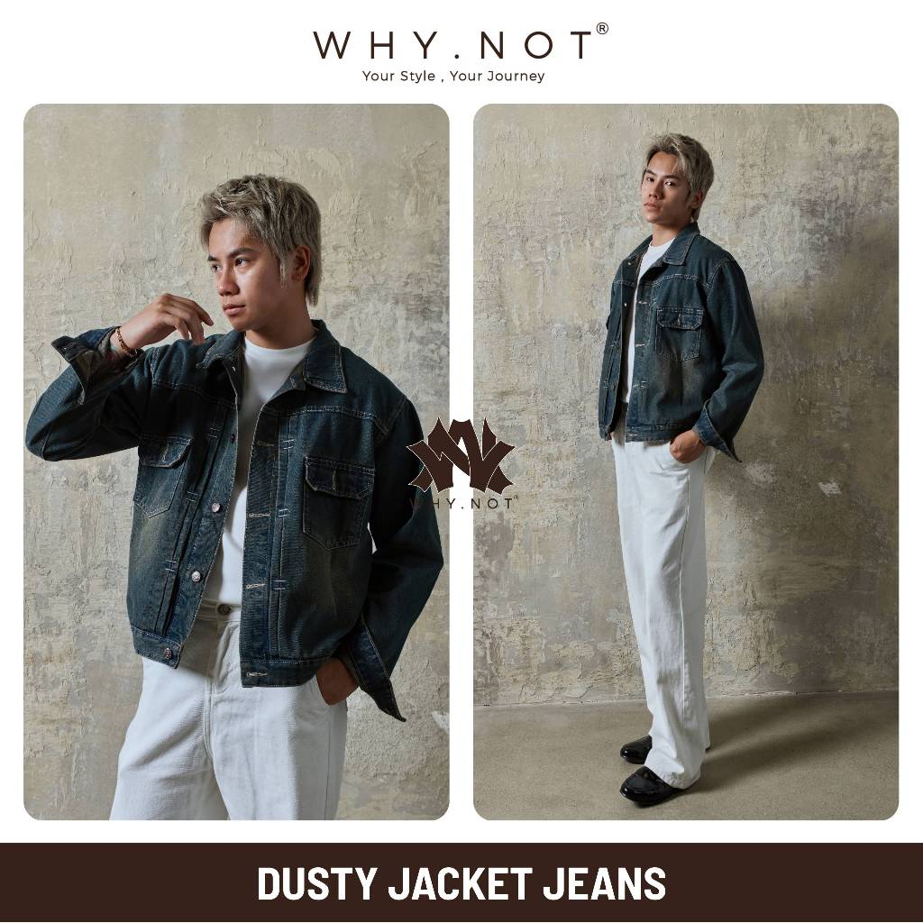 [WHY.NOT] Dusty Jeans Jacket - Áo Jean Nam Form Rộng Màu Dusty Blue (Màu Xanh Đậm)
