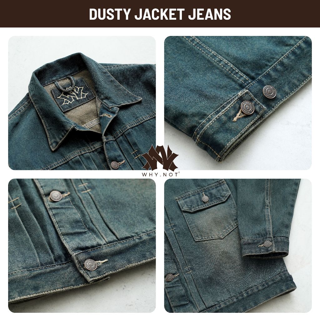 [WHY.NOT] Dusty Jeans Jacket - Áo Jean Nam Form Rộng Màu Dusty Blue (Màu Xanh Đậm)