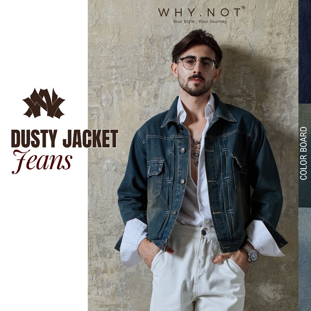[WHY.NOT] Dusty Jeans Jacket - Áo Jean Nam Form Rộng Màu Dusty Blue (Màu Xanh Đậm)