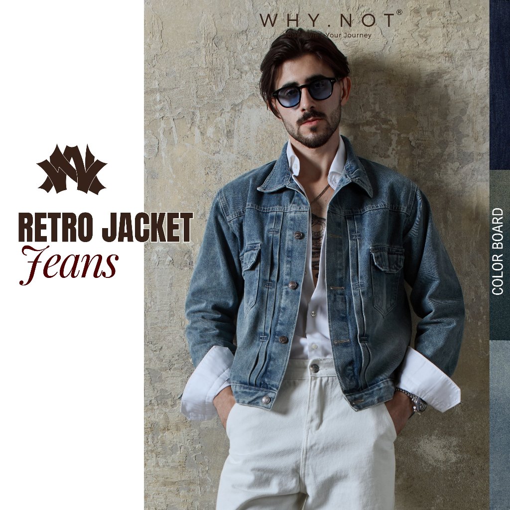 [WHY.NOT] Retro Jeans Jacket - Áo Jean Nam Form Rộng Màu Retro Blue