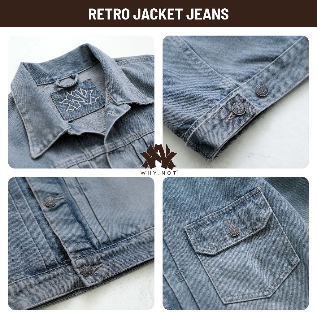 [WHY.NOT] Retro Jeans Jacket - Áo Jean Nam Form Rộng Màu Retro Blue