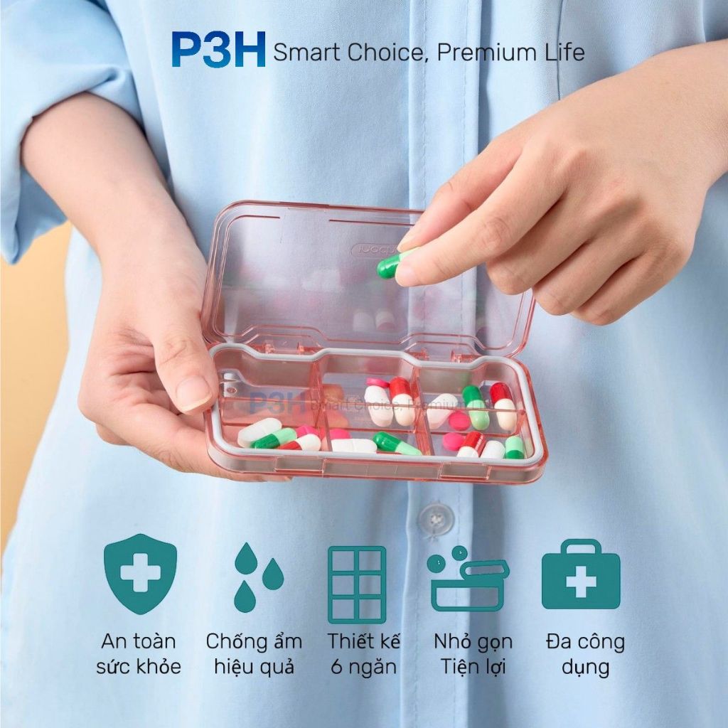 [MỚI VỀ] Hộp đựng thuốc cá nhân Inochi 6 ngăn tiện lợi, nhỏ gọn, nhựa an toàn