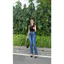 Quần Jeans Nữ Lưng Cao Ống Loe Dài Lai Kiểu Thời Trang