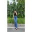 Quần Jeans Nữ Lưng Cao Ống Loe Dài Lai Kiểu Thời Trang