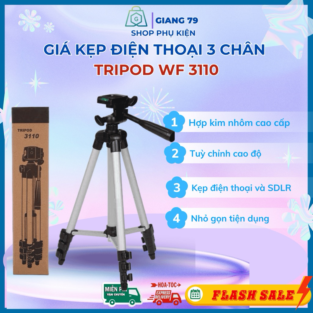 Giá đỡ điện thoại 3 chân Tripod WF 3110, tặng kèm túi