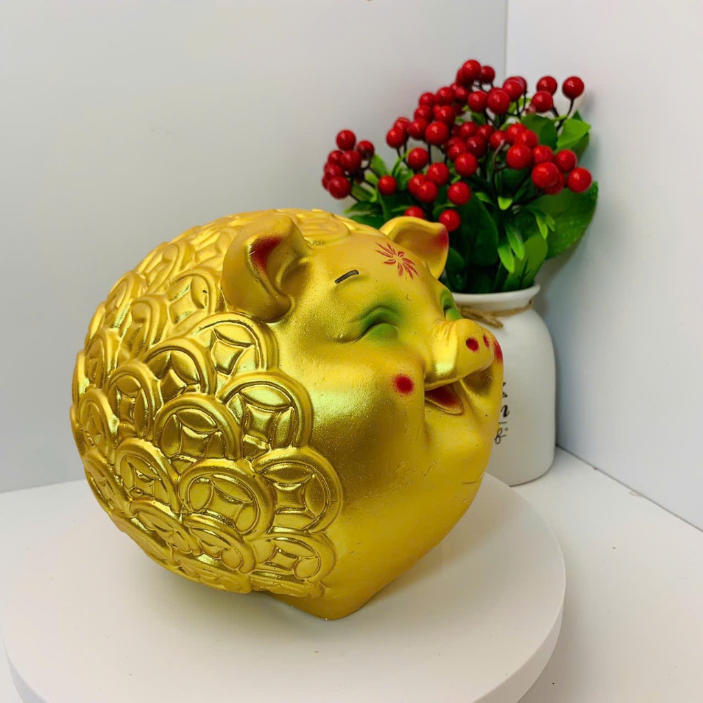 Heo đất tiết kiệm heo hip đồng tiền vàng size nhỏ-lợn đất ống tiết kiệm quà tặng decor